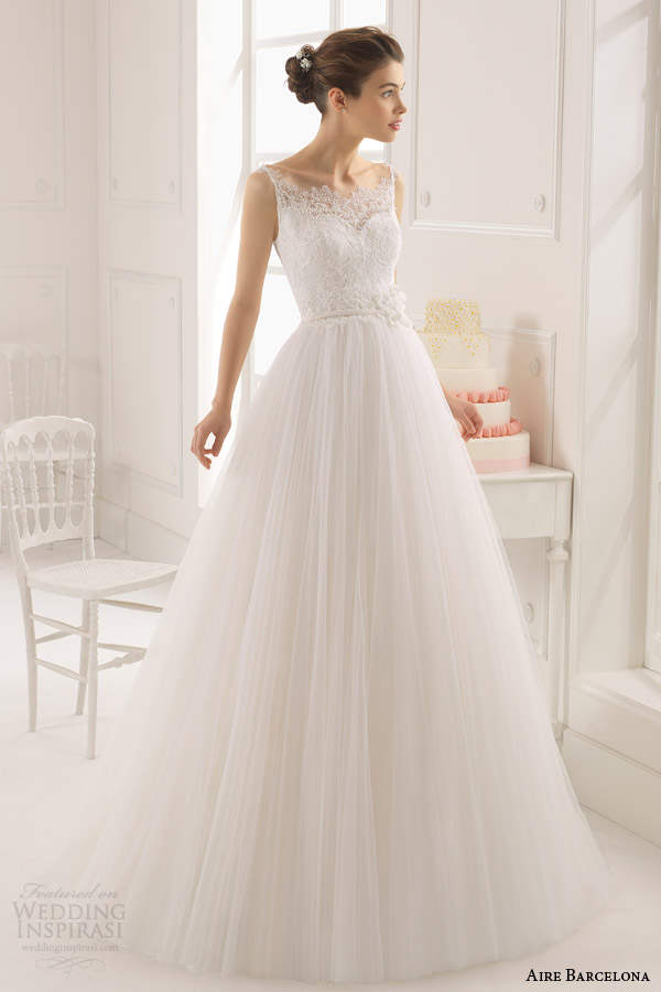 aire barcelona bridal 2015 astrid sleeveless romantic wedding dress