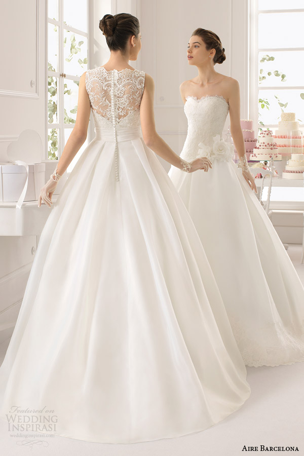 aire barcelona wedding dresses 2015 arca sleeveless ball gown lace bodice back view