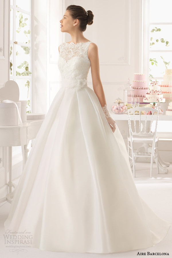 aire barcelona wedding dresses 2015 arca sleeveless ball gown lace bodice