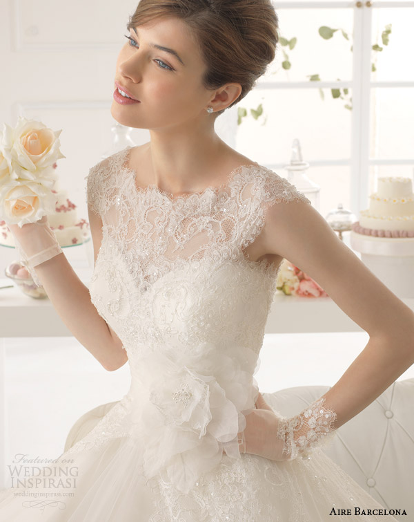aire barcelona wedding dresses 2015 azzuro cap sleeve wedding dress illusion lace bodice