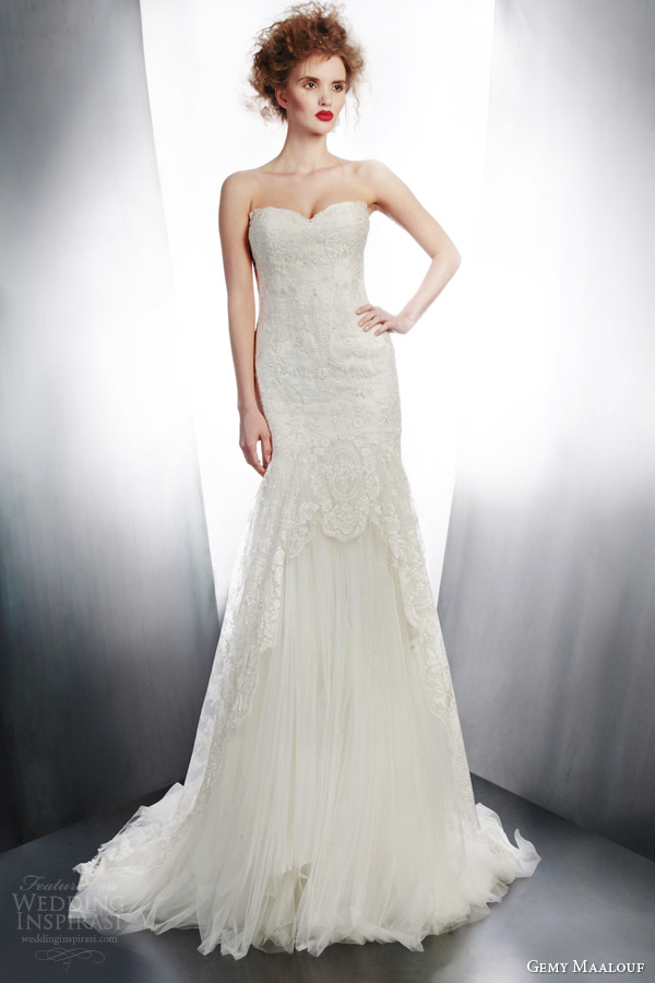 gemy maalouf bridal 2015 strapless wedding dress style 4171