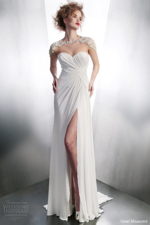 gemy maalouf bridal 2015 wedding dress style 4162 with 3945