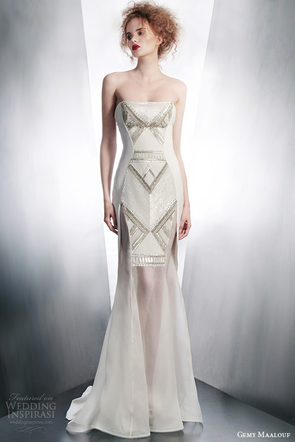 gemy maalouf bridal 2015 winter strapless wedding dress style 4159