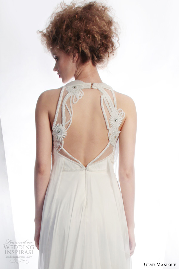 gemy maalouf couture bridal winter 2015 sleeveless draped wedding dress style 3901 unique back detail