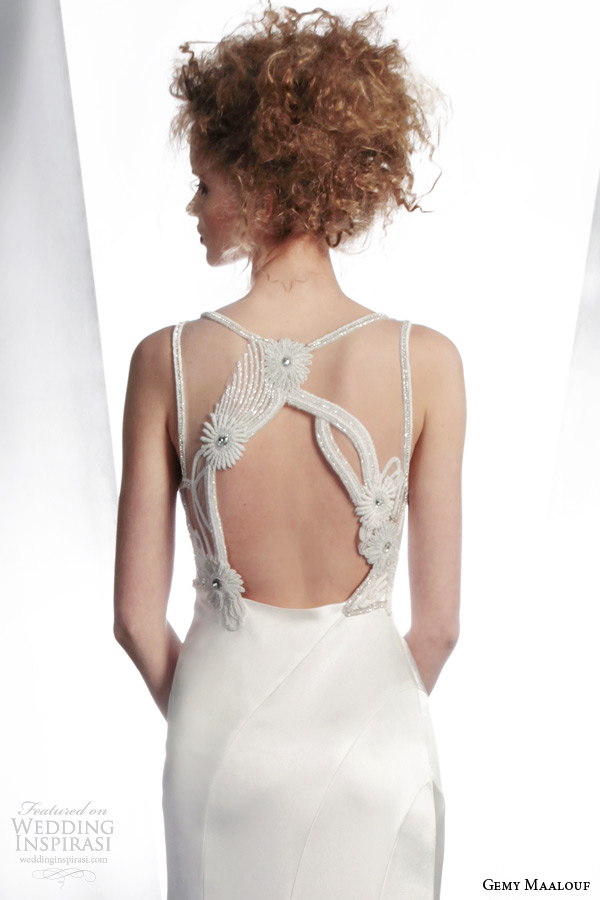 gemy maalouf couture wedding dresses winter 2015 sleeveless bridal gown style 3761 beaded illusion back detail