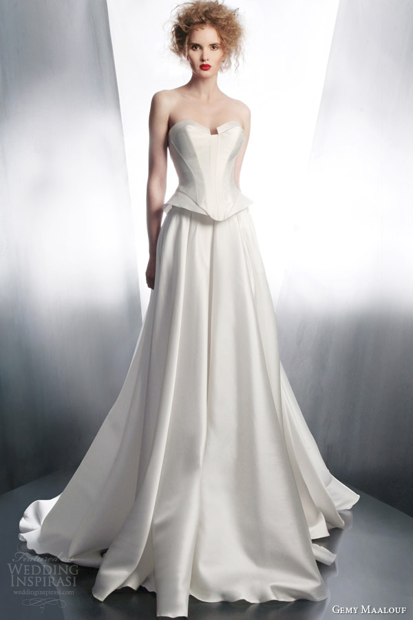 gemy maalouf wedding dress 2015 strapless top 4173 long skirt 4173