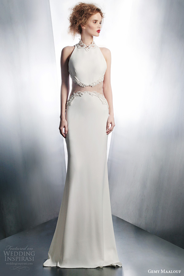 gemy maalouf wedding dresses 2015 bridal gown sheer waist style 4129