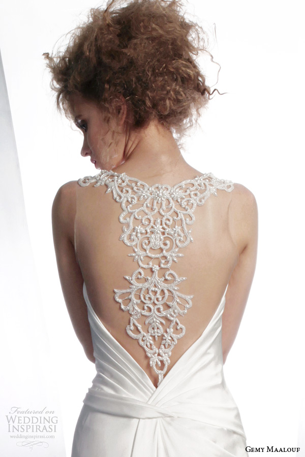 gemy maalouf winter 2015 wedding dress style 4123 beaded illusion back close up