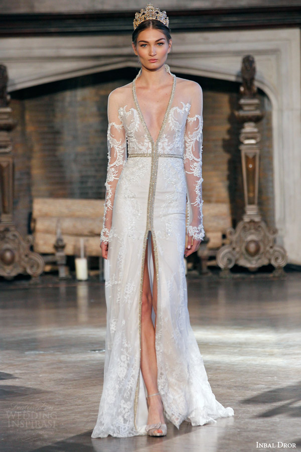 ... bridal fall winter 2015 gown 1 illusion long sleeve wedding dress high