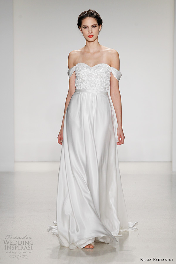kelly faetanini wedding dress fall 2015 bridal off the shoulder a line chiffon gown draped detachable sleeves giovanna