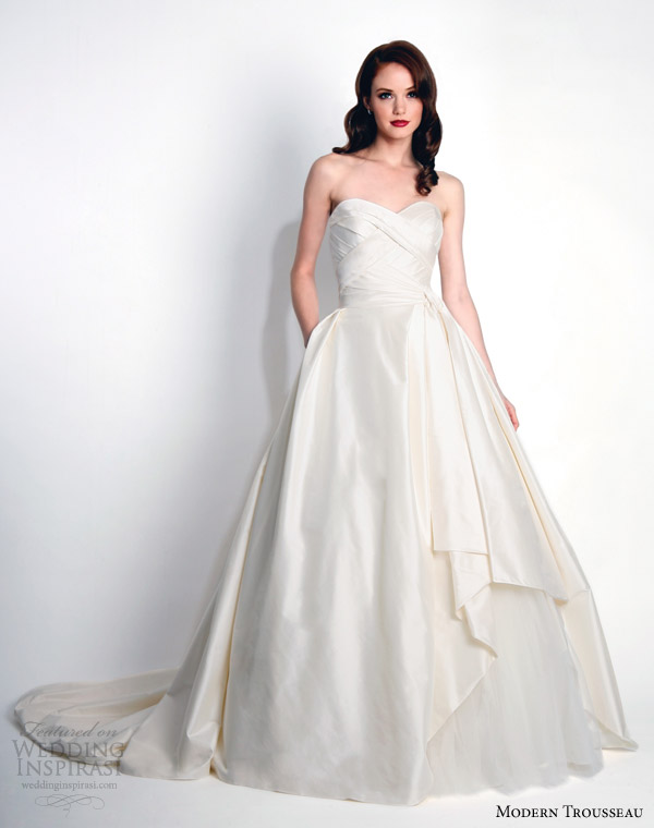 modern trousseau bridal fall 2015 mina strapless thai silk ball gown wedding dress