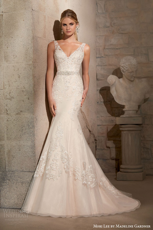 by madeline gardner fall 2015 sleeveless v neck mermaid wedding dress ...