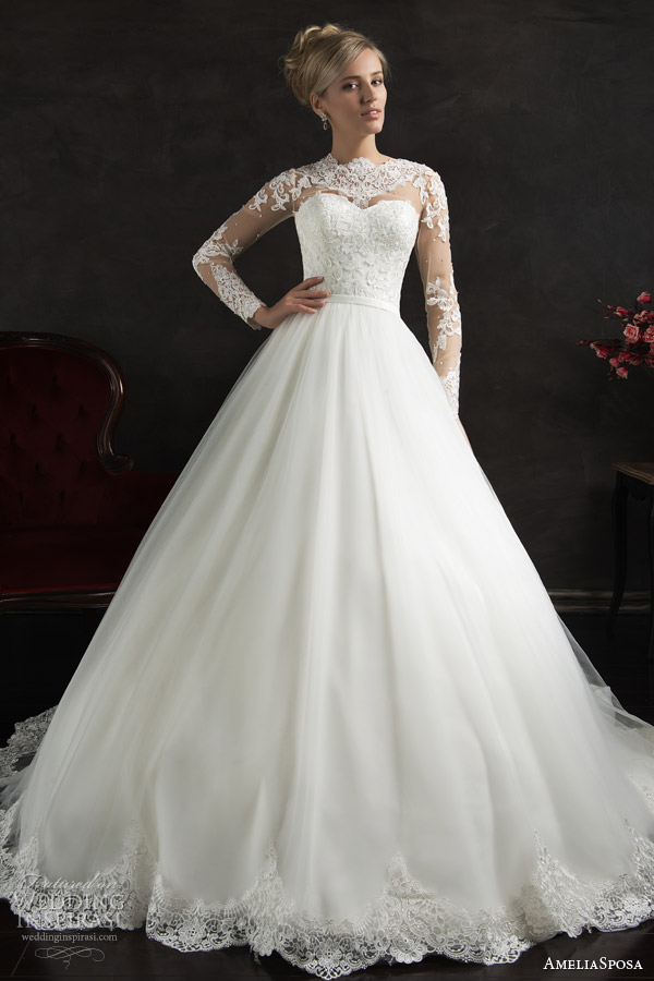 amelia sposa 2015 bridal nubia long sleeve ball gown wedding dress