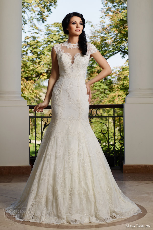 maya fashion 2015 bridal e04 cap sleeve wedding dress trumpet silhouette