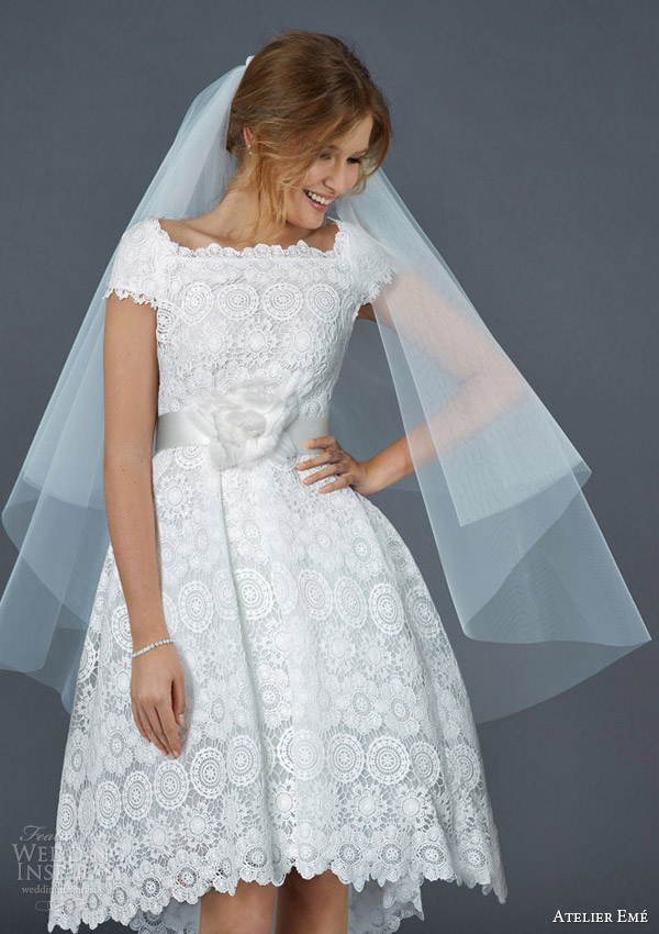 atelier eme 2016 patty short ball gown macame lace cap sleeves cute wedding dress
