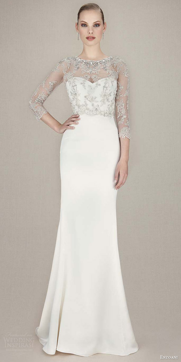 enzoani bridal 2016 kasey mermaid wedding dress embroidered beaded tulle lace jacket sleeves