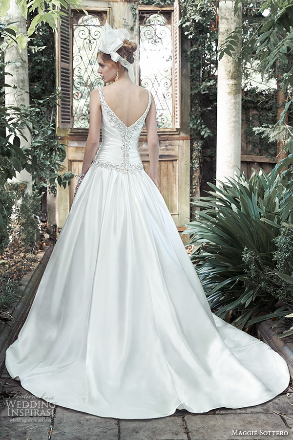 maggie sottero fall 2015 wedding dresses beautiful a line ball gown scoop neckline pleated bodice skirt with pockets astonia back