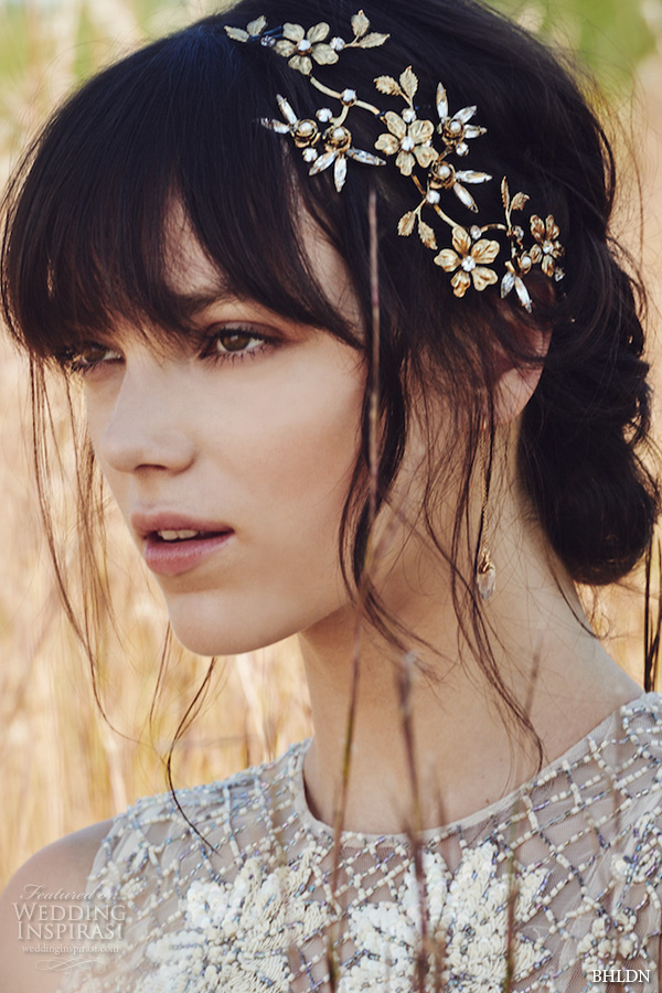 bhldn fall 2016 bridal dresses beautiful floral gold head pieces hair band wedding accessories