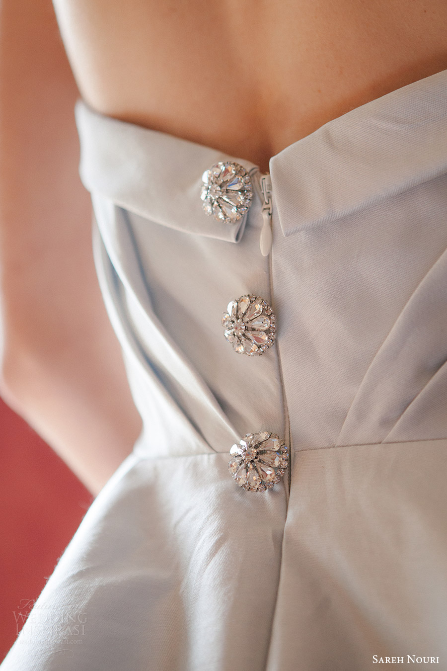 sareh nouri bridal fall 2016 strapless straight across blue color ball gown wedding dress (yasmine) zbv crystal buttons train romantic