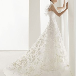 Beautiful floral A-line wedding gown by Rosa Clara