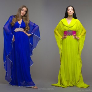 Colorful kaftan dresses - evening wear for a wedding