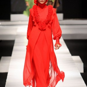 Red Muslimah Gown by Indonesian designer Merry Pramono at Jakarta Fashion Week 2009