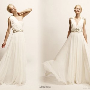 Roman toga, greek goddess inspired wedding gowns and everning dresses from Marchesa