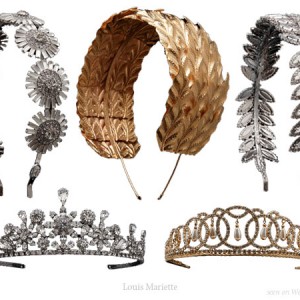 Wedding tiaras, faux diamond encrusted and bejeweled hair bands, headpieces and other accessories