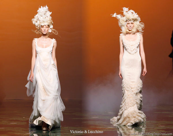 Wedding gowns on the runway from Spanish designers from the house of Victorio y Lucchino