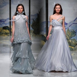 Blue, grey, grayish silver wedding dresses