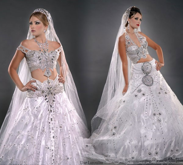 Show off that flat belly in a kesswa. Exotic wedding dress in glittery silver