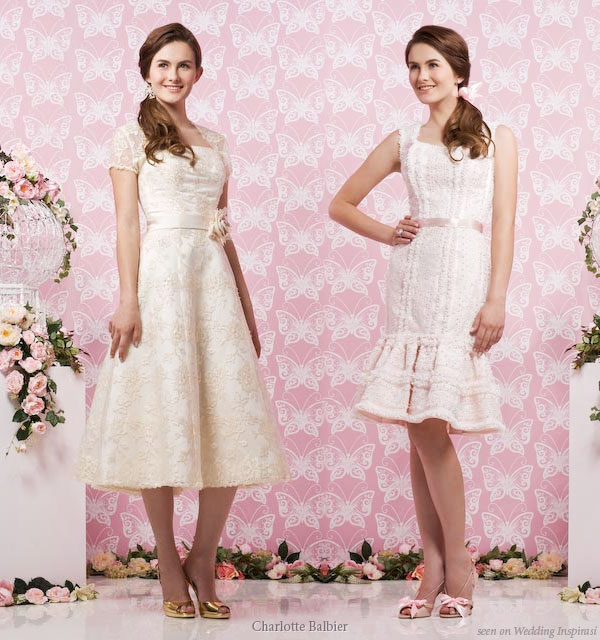 Cute short knee-high and below the knee wedding dresses from Charlotte Balbier
