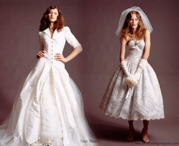 Bridal coat, corset and skirt, wedding tea dress by Joan Shum