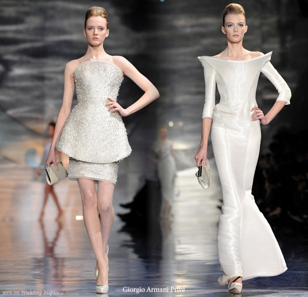 Long and short dresses from Giorgio Armani Prive couture collection 2010 shown at Paris Fashion Week