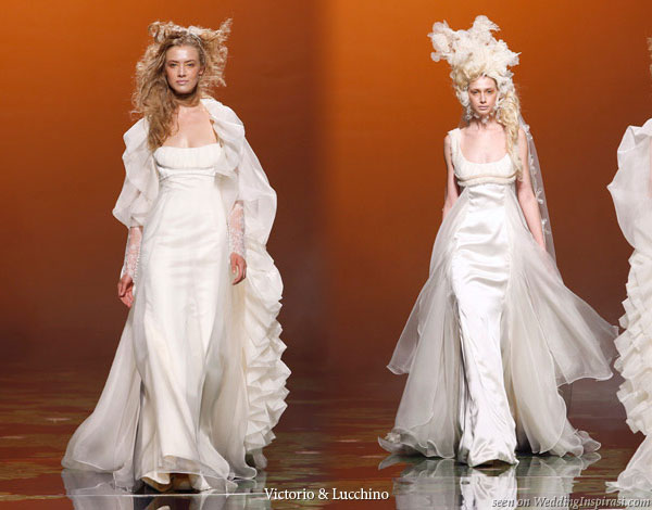 Victorio y Lucchino wedding dresses and bridal coat on the runway