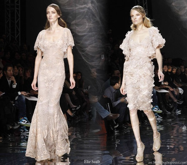 Romantic dusty pink vintage lace short and long dresses by Elie Saab Spring/Summer Haute Couture 2010 