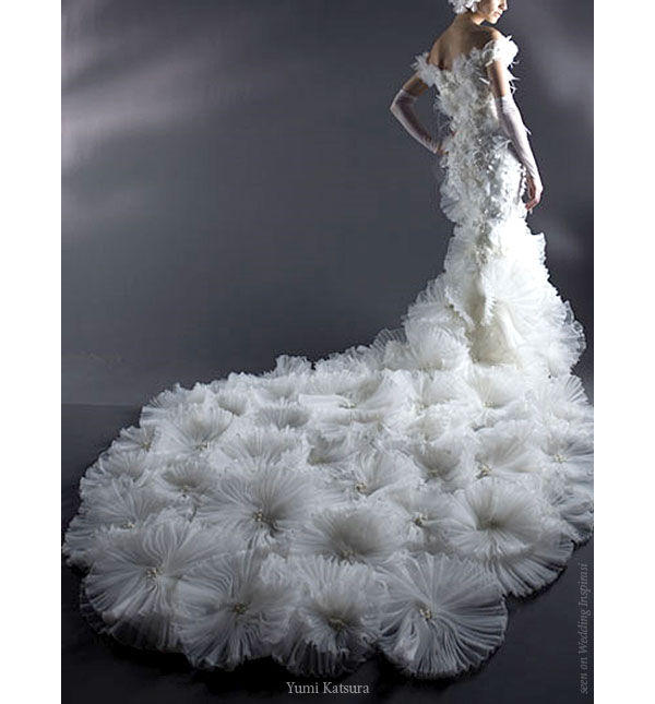 A wedding dress from Yumi Katsura haute couture yumi line - long train bridal gown