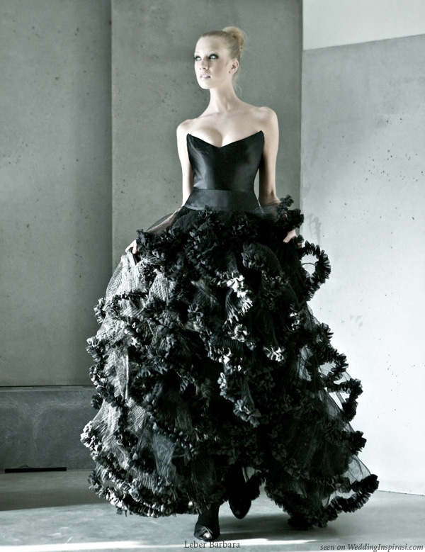 Black wedding dress by Hungarian designer Léber Barbara