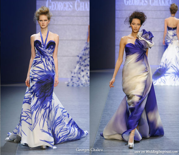 Blue and white evening dress 2010 spring summer couture collection