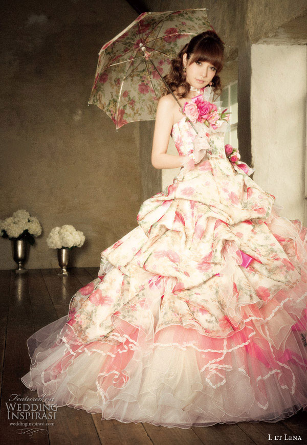L et Lena photo shoot featuring Fuji Lena color wedding dress