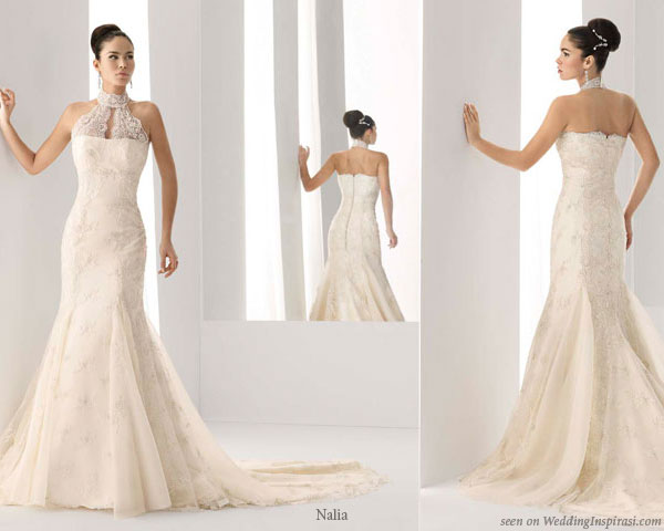 2010 bridal collection Nalia - keyhole neckline lace wedding gown 