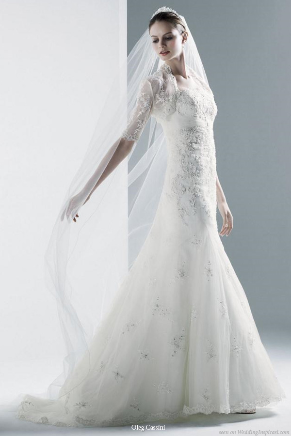 Oleg Cassini Wedding dress with lace bolero, 2010 david's bridal collection