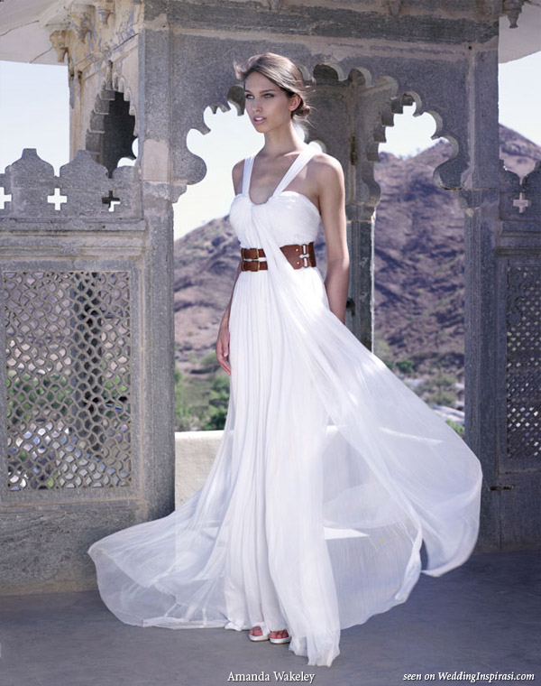 Rajasthan Beauty -  draped silk tulle wedding dress with leather belt by Amanda Wakeley Sposa