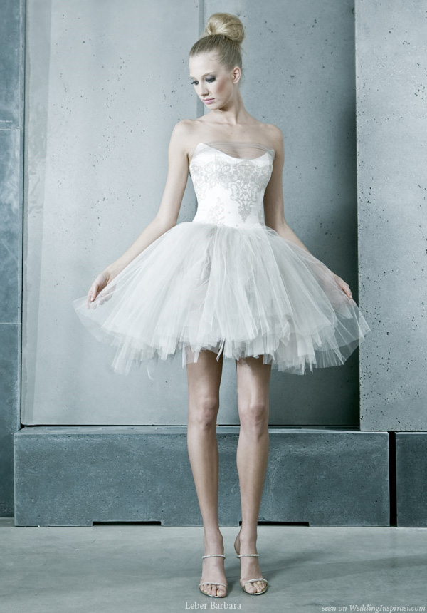 Short and sweet ballerina tutu wedding dress from Hungary based Léber Barbara Short and sweet ballerina tutu wedding dress from Hungary based Léber Barbara
