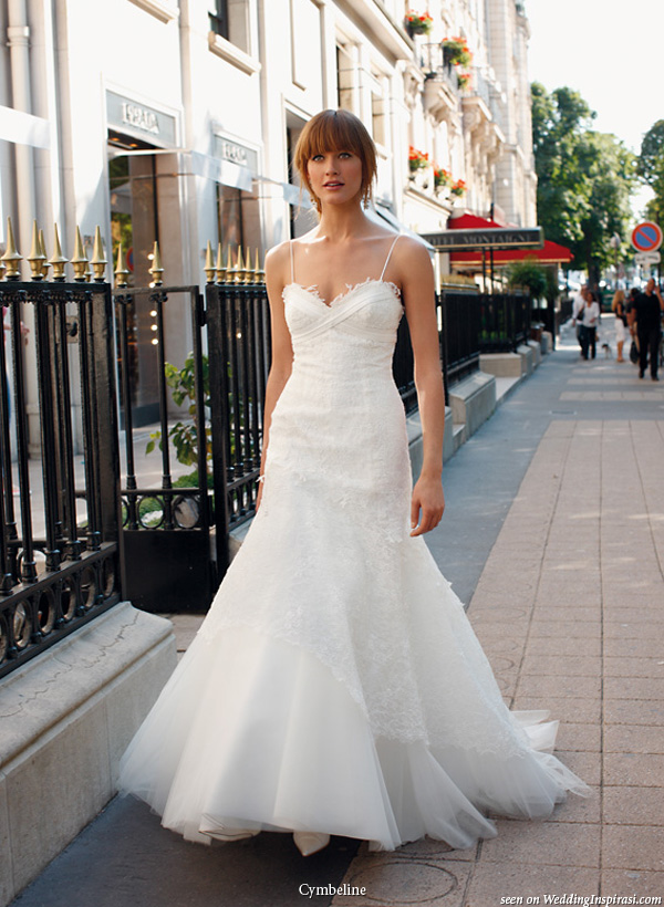 Sweetheart neck wedding dress with spaghetti strap from Cymbeline Paris 2010 bridal collection