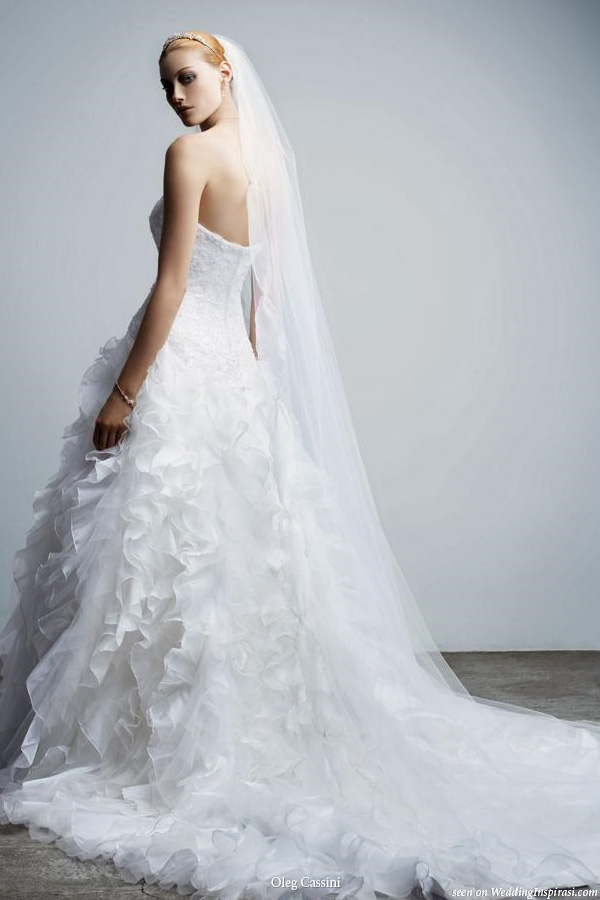 Ruffle wedding dress by Oleg Cassini