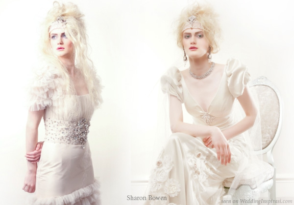 Wedding gowns with puffy sleeves from Sharon Bowen Couture English Romantics bridal collection