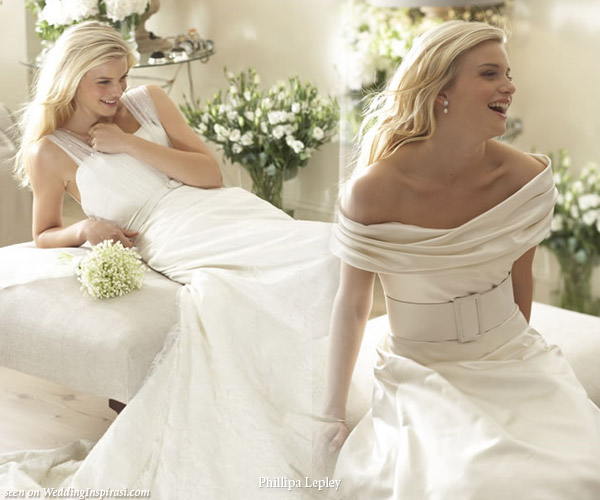 White wedding dresses by London's couture bridal gown designer Phillipa Lepley