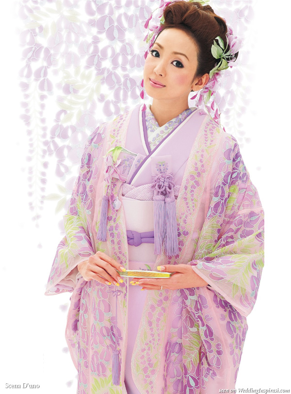 Purple, lavender with green detail Japanese Kimono Purple, lavender with green detail Japanese Kimono