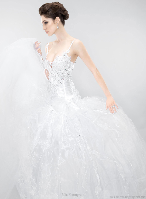 Beautiful wedding gown decorated with Swarovski crystals by Julia Kontogruni